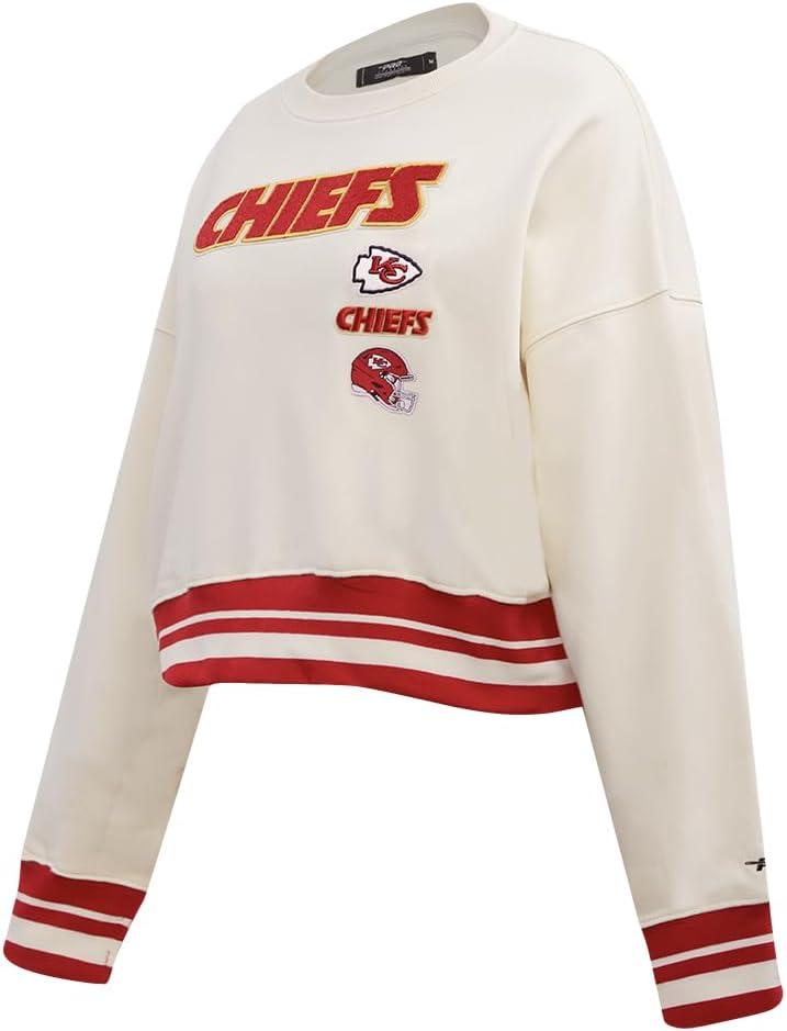 imagePro Standard Womens NFL Retro Classics Brushed Back French Terry Crewneck SweatshirtEggshell Red