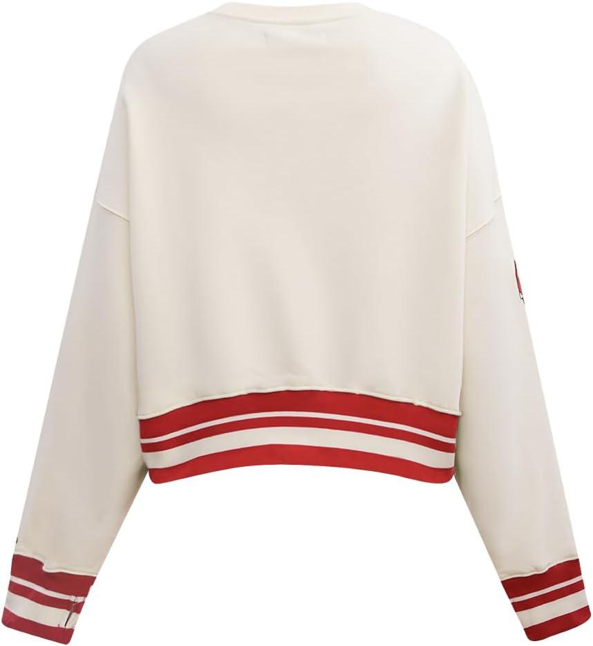 imagePro Standard Womens NFL Retro Classics Brushed Back French Terry Crewneck SweatshirtEggshell Red
