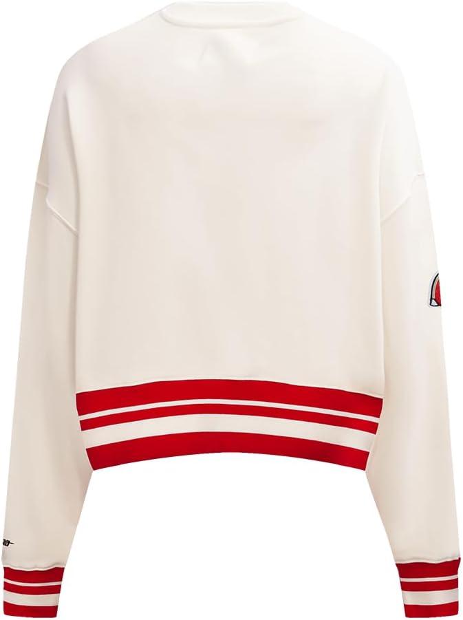 imagePro Standard Womens NFL Retro Classics Brushed Back French Terry Crewneck SweatshirtEggshell Red