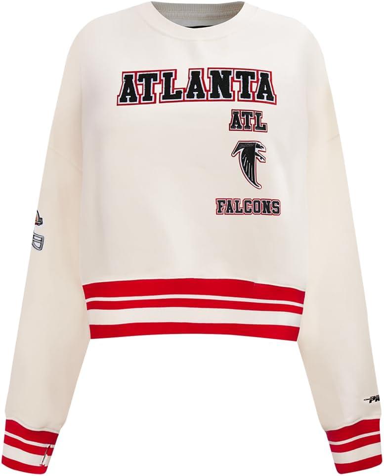 imagePro Standard Womens NFL Retro Classics Brushed Back French Terry Crewneck SweatshirtEggshell Red