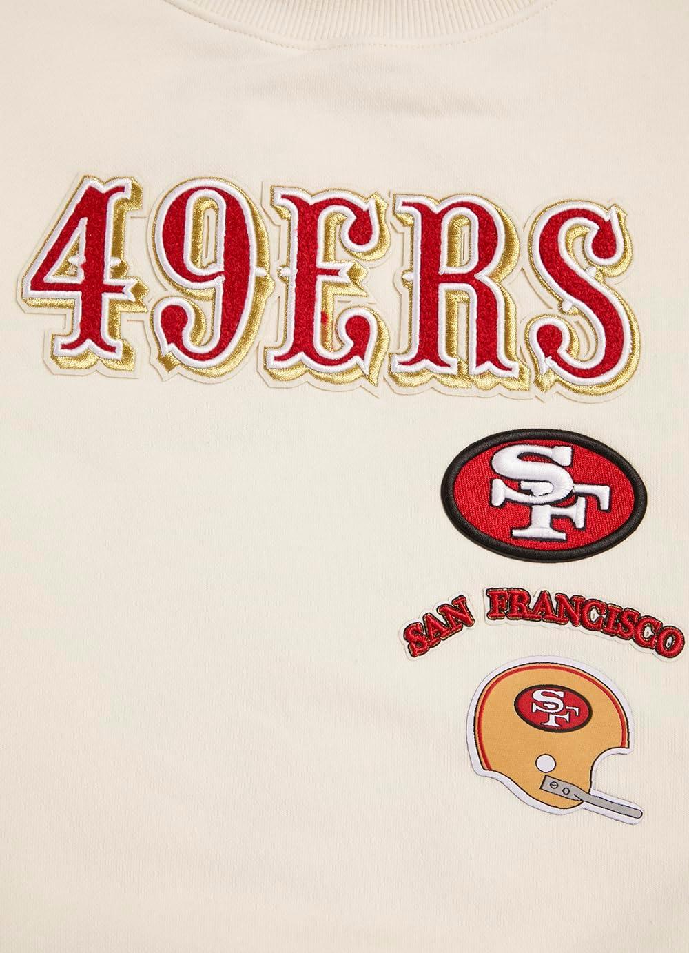 imagePro Standard Womens NFL Retro Classics Brushed Back French Terry Crewneck SweatshirtEggshell Red