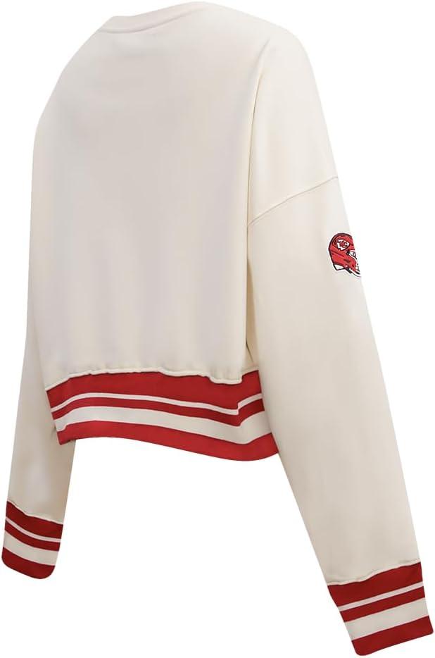 imagePro Standard Womens NFL Retro Classics Brushed Back French Terry Crewneck SweatshirtEggshell Red