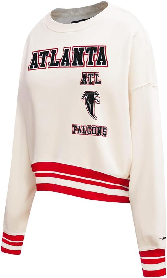 imagePro Standard Womens NFL Retro Classics Brushed Back French Terry Crewneck SweatshirtEggshell Red