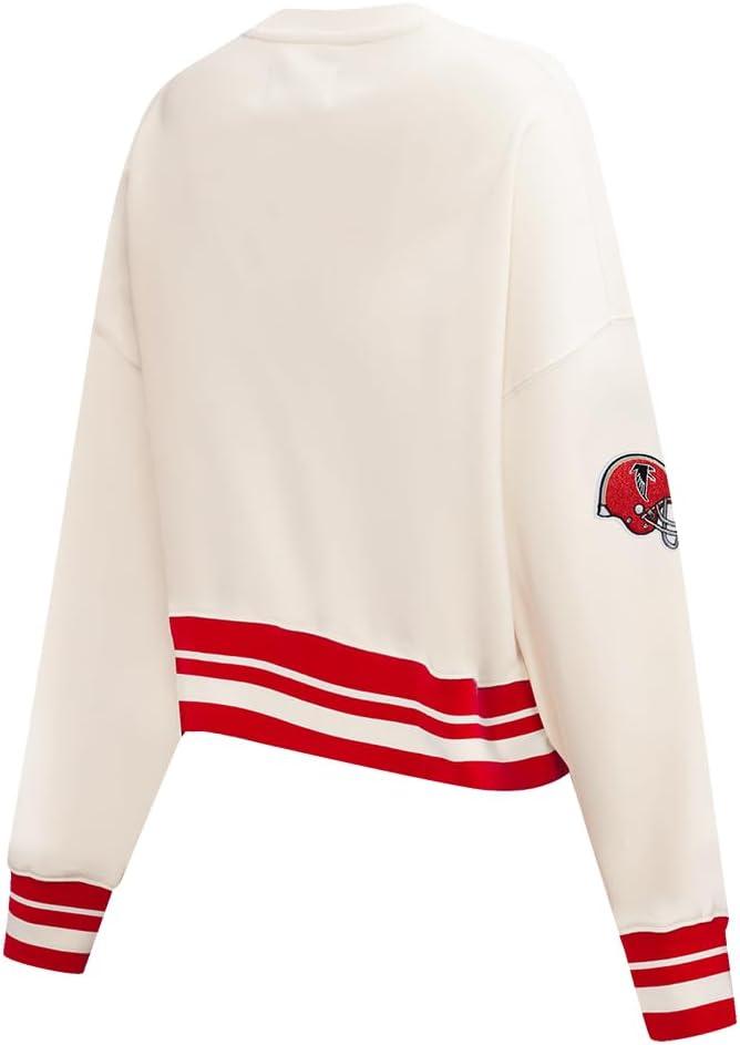 imagePro Standard Womens NFL Retro Classics Brushed Back French Terry Crewneck SweatshirtEggshell Red