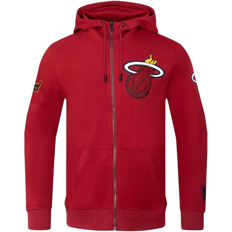imagePro Standard Mens NBA Classic Chenille Cotton Double Knit Full Zip HoodieCardinal Red