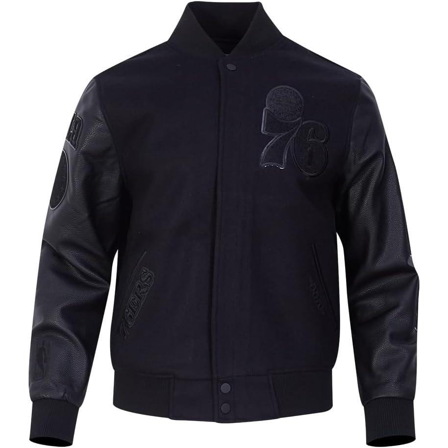 imagePro Standard Mens NBA Classic Triple Black Varsity JacketTriple Black