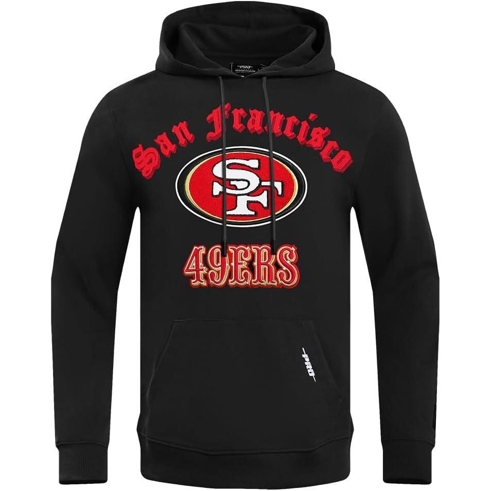 imagePro Standard Mens NFL Old English Brushed Back French Terry Pull Over HoodieBlack