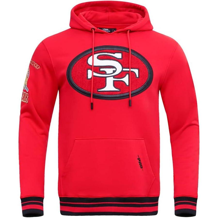 imagePro Standard Mens NFL Retro Classics Brushed Back French Terry Pull Over HoodieRedBlack