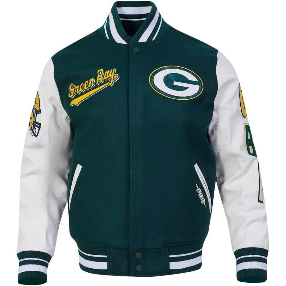 imagePro Standard Mens NFL Script Tail Varsity JacketGreen