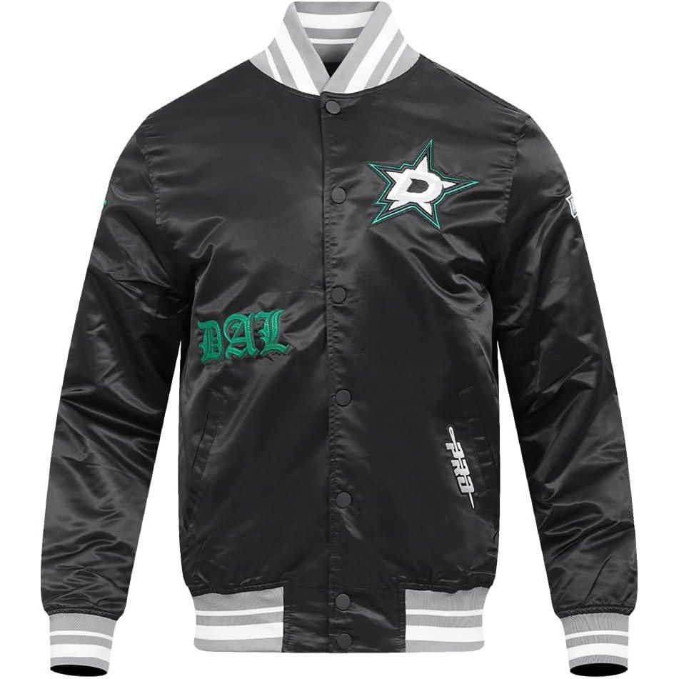 imagePro Standard Mens NHL Old English Satin JacketBlackGray
