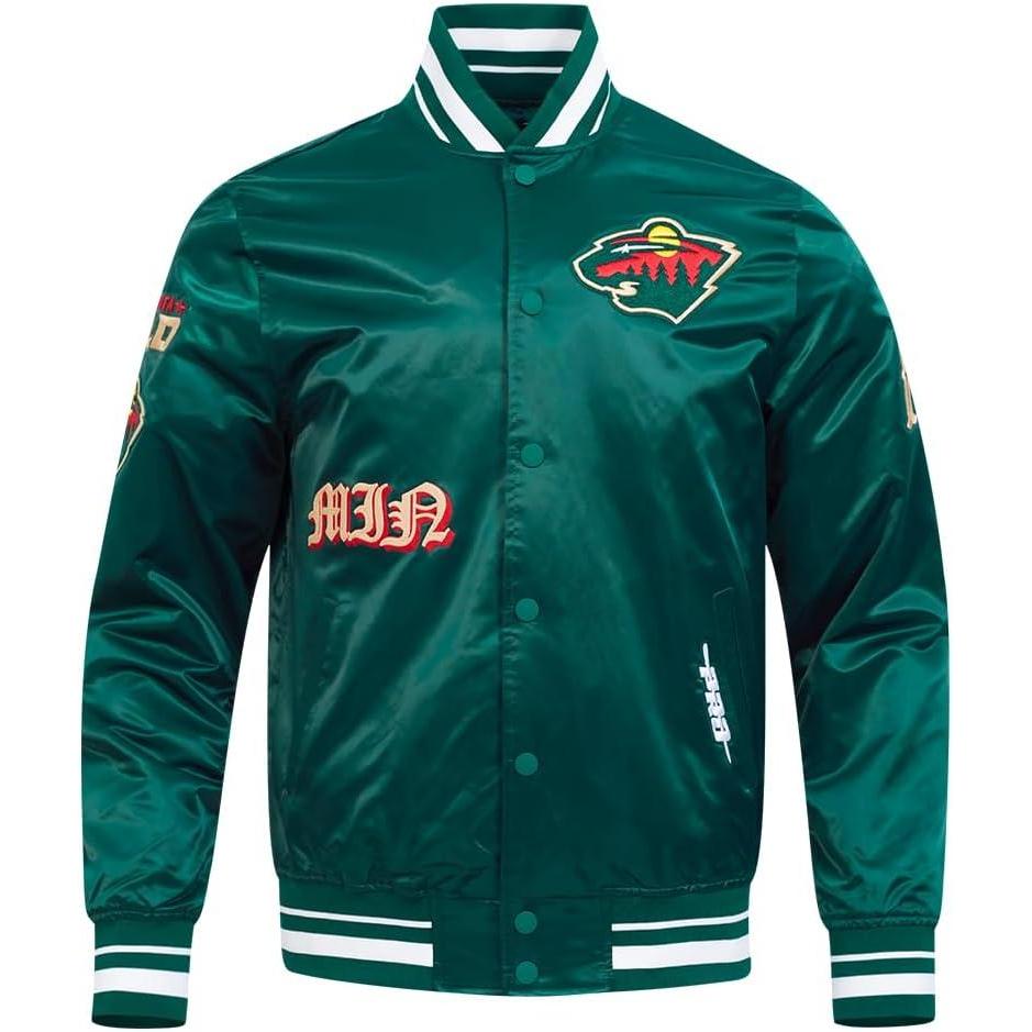imagePro Standard Mens NHL Old English Satin JacketForest Green