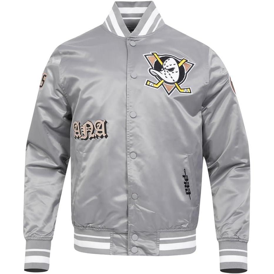 imagePro Standard Mens NHL Old English Satin JacketGray