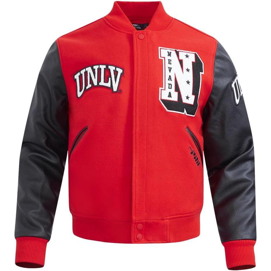 imagePro Standard Mens NHL Old English Varsity JacketRedWhiteMidnight Navy