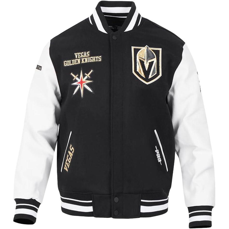 imagePro Standard Mens NHL Retro Classics Varsity JacketBlackWhite