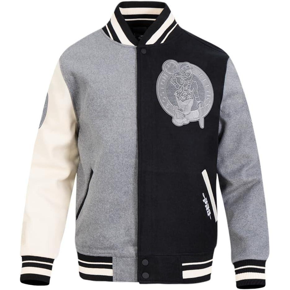 imagePro Standard NBA mens Mens Nba Reverse French Terry Wool Varsity JacketBlackGrayEggshell