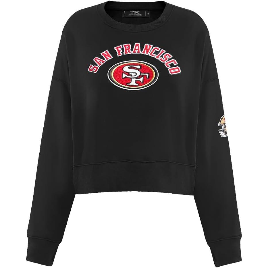 imagePro Standard Womens NFL Classic Chenille Brushed Back French Terry Crewneck SweatshirtBlack