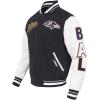 Pro Standard Mens NFL Script Tail Varsity Jacket(Black/White)