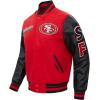 Pro Standard Mens NFL Script Tail Varsity Jacket(Red)