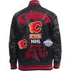 Pro Standard Mens NHL Old English Satin Jacket(Black/Red/Black)