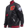 Pro Standard Mens NHL Old English Satin Jacket(Black/Red/Black)