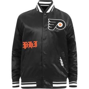 Pro Standard Mens NHL Old English Satin Jacket(Black)
