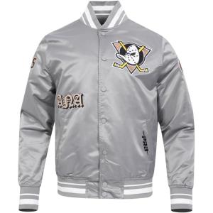 Pro Standard Mens NHL Old English Satin Jacket(Gray)