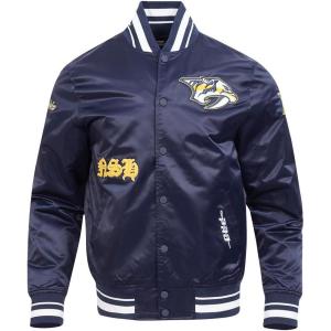 Pro Standard Mens NHL Old English Satin Jacket(Midnight Navy)