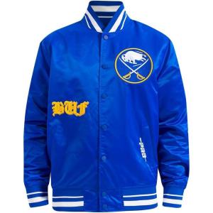 Pro Standard Mens NHL Old English Satin Jacket(Royal Blue)
