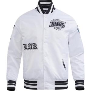 Pro Standard Mens NHL Old English Satin Jacket(White/Black)