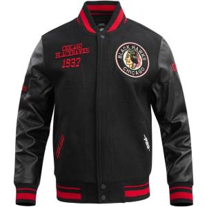 Pro Standard Mens NHL Retro Classics Varsity Jacket(Black/Red/Black)