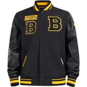 Pro Standard Mens NHL Retro Classics Varsity Jacket(Black/Yellow)