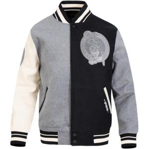 Pro Standard NBA mens Mens Nba Reverse French Terry Wool Varsity Jacket(Black/Gray/Eggshell)
