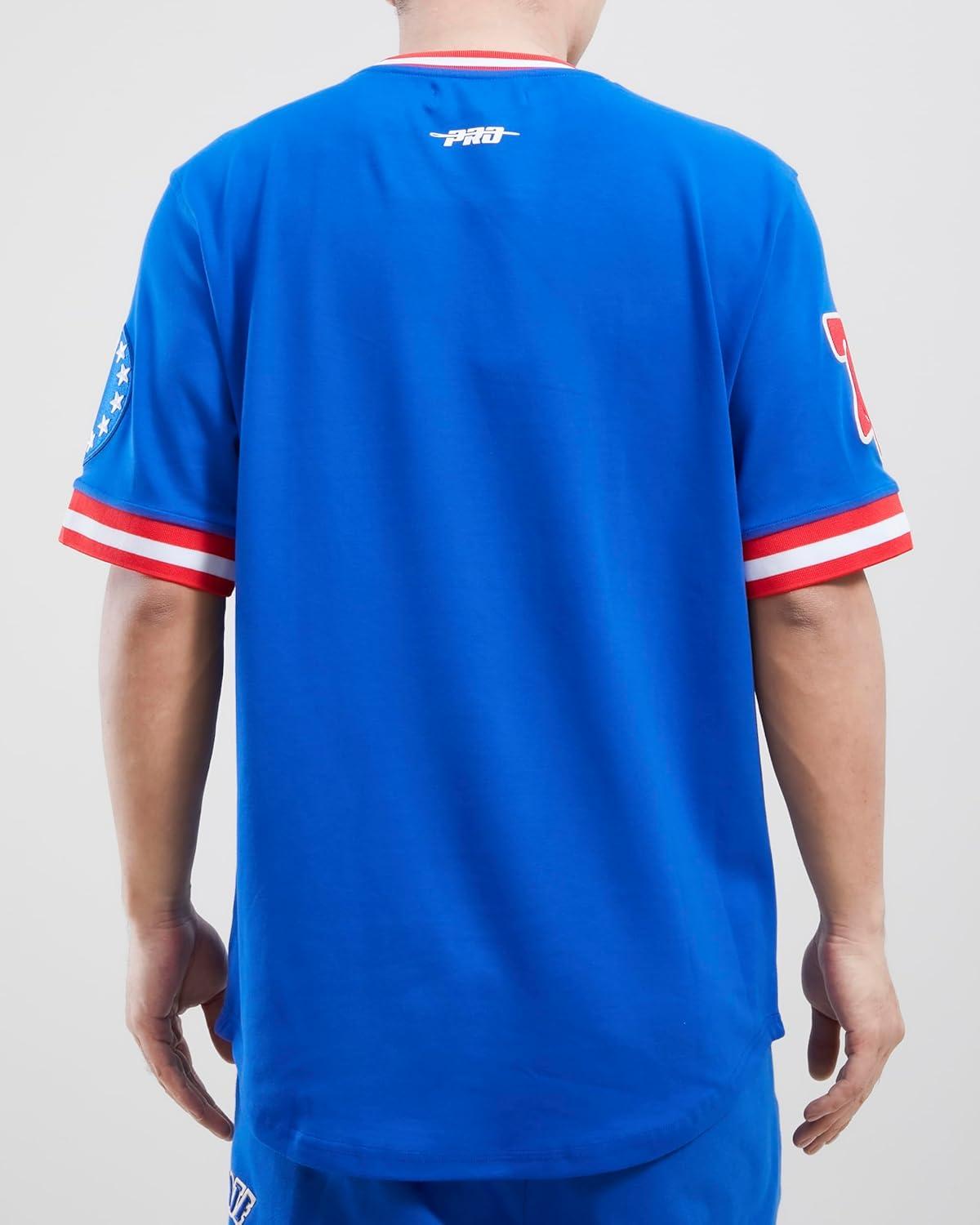 imagePro Standard NBA Mens Mens NBA Retro Classics Cotton Double Knit Short Sleeve TeeRoyal BlueRed