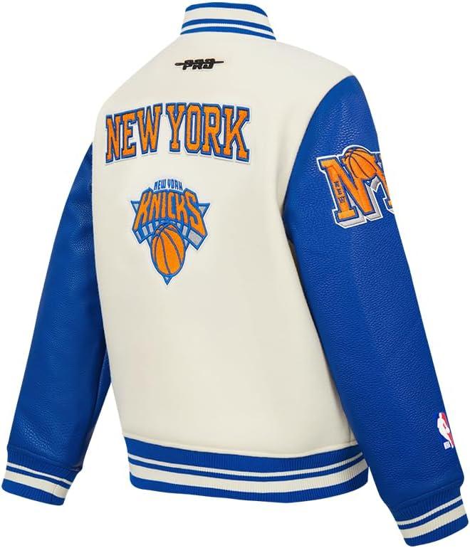 imagePro Standard Big Kids NBA Retro Classics Varsity JacketEggshellRoyal Blue