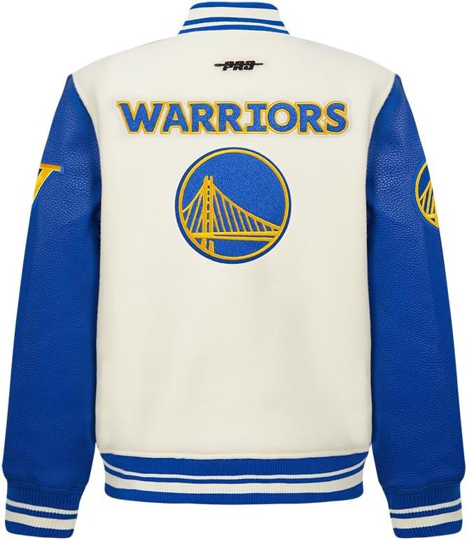 imagePro Standard Big Kids NBA Retro Classics Varsity JacketEggshellRoyal Blue