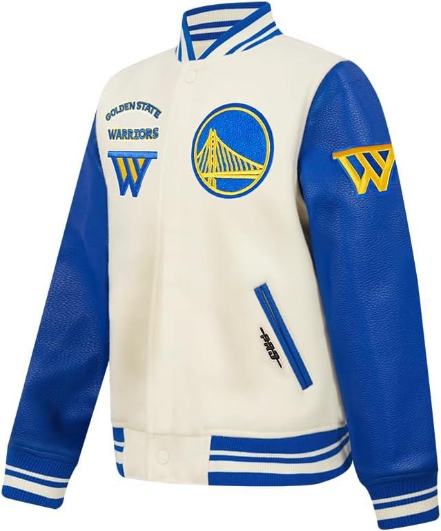 imagePro Standard Big Kids NBA Retro Classics Varsity JacketEggshellRoyal Blue