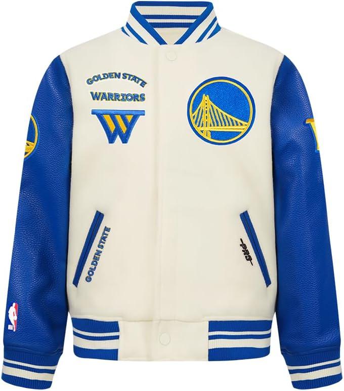 imagePro Standard Big Kids NBA Retro Classics Varsity JacketEggshellRoyal Blue