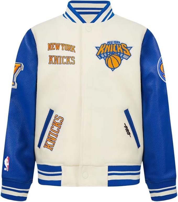 imagePro Standard Big Kids NBA Retro Classics Varsity JacketEggshellRoyal Blue
