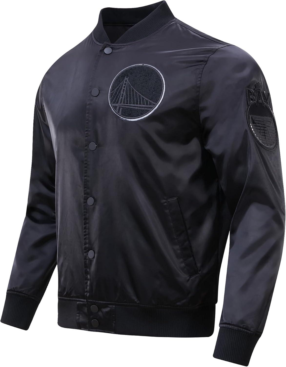imagePro Standard Mens NBA Classic Triple Black Satin JacketTriple Black