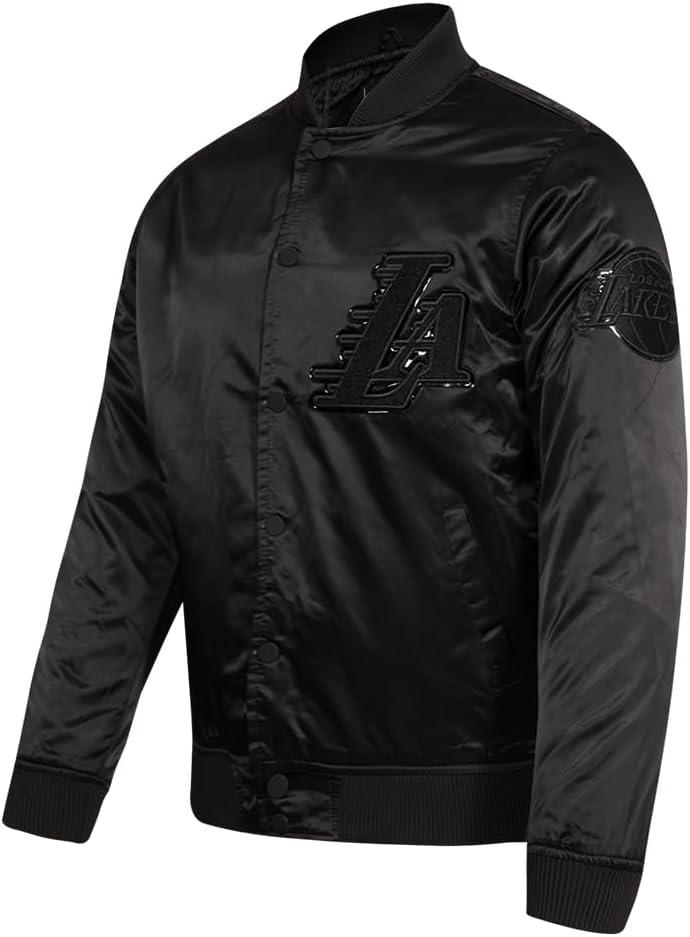 imagePro Standard Mens NBA Classic Triple Black Satin JacketTriple Black