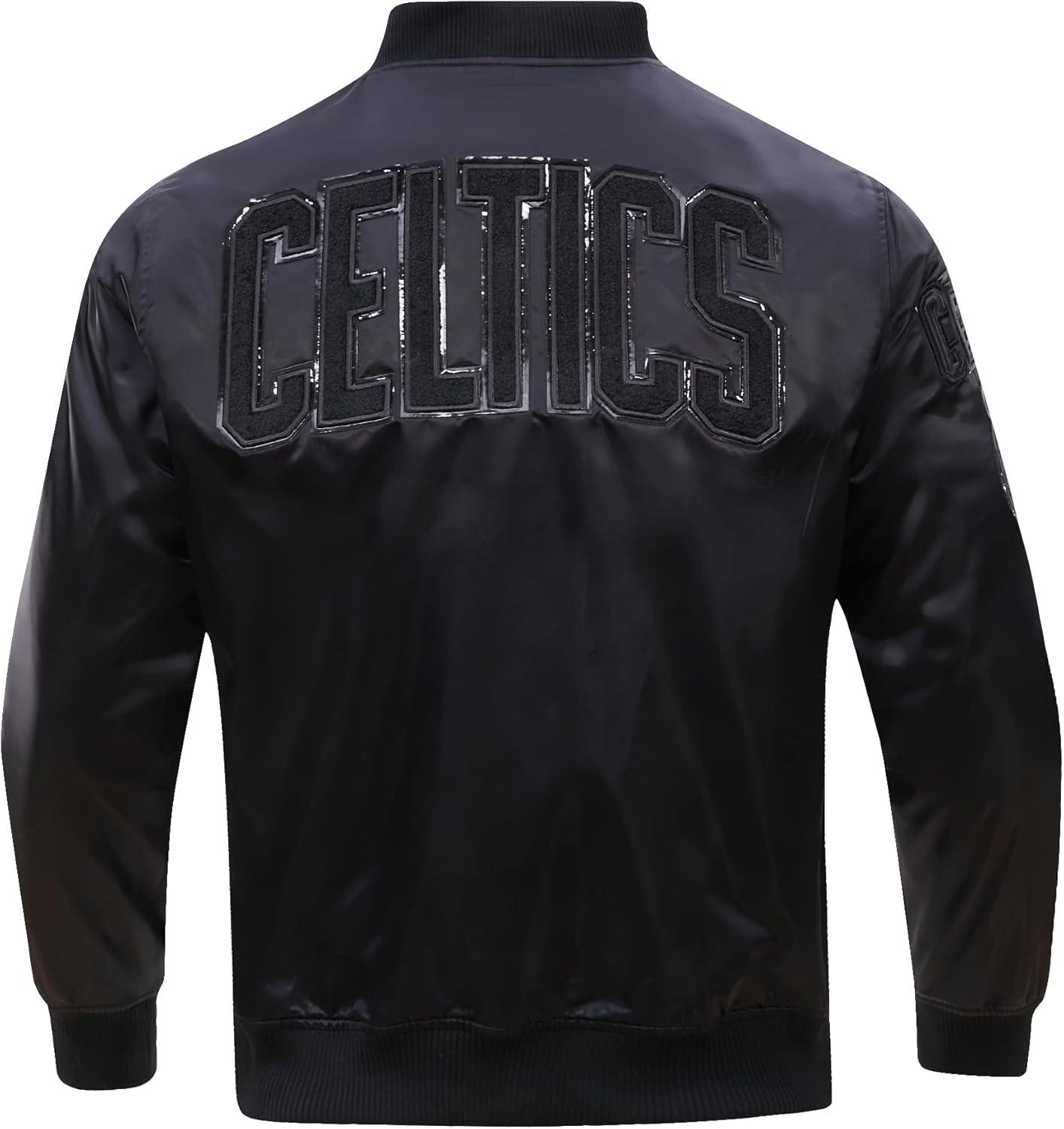 imagePro Standard Mens NBA Classic Triple Black Satin JacketTriple Black
