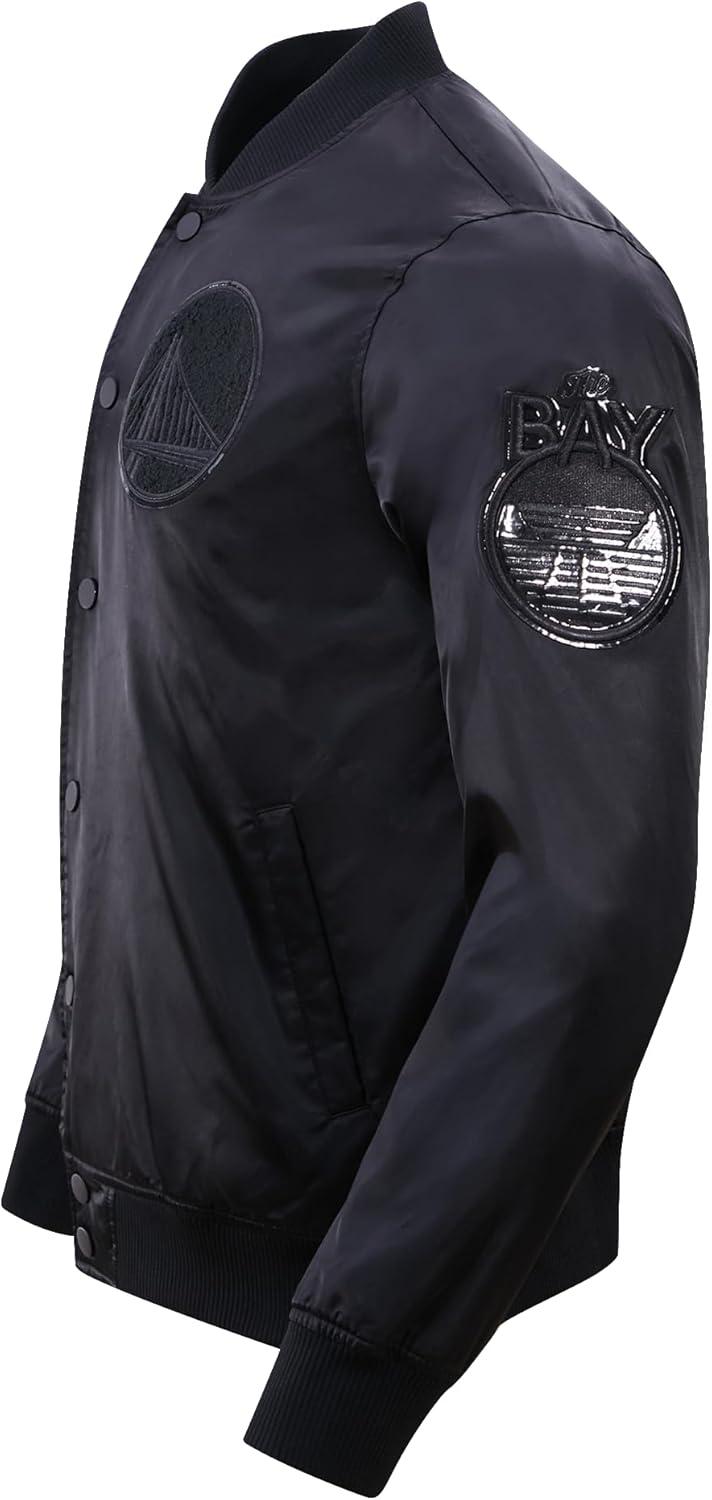 imagePro Standard Mens NBA Classic Triple Black Satin JacketTriple Black