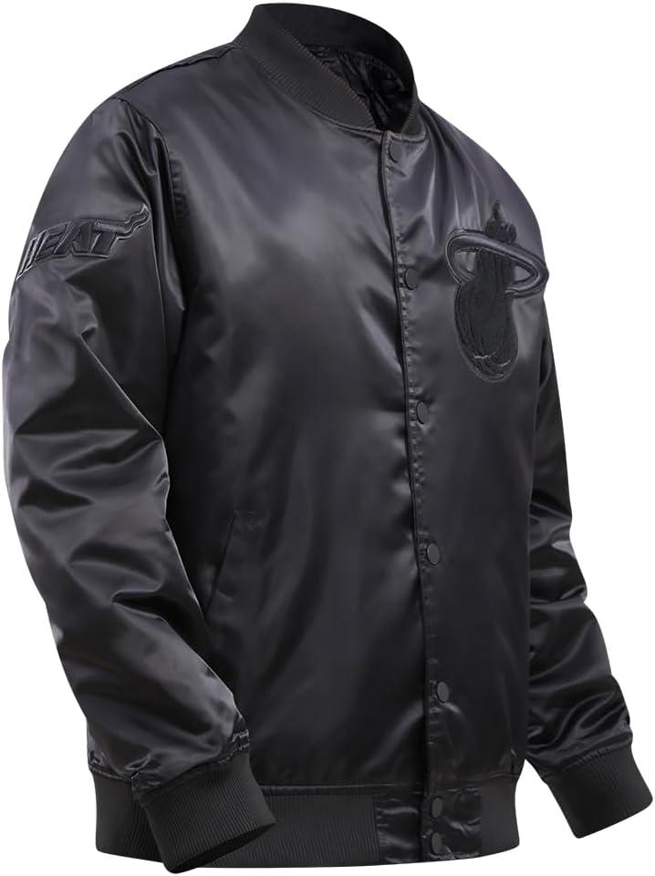 imagePro Standard Mens NBA Classic Triple Black Satin JacketTriple Black