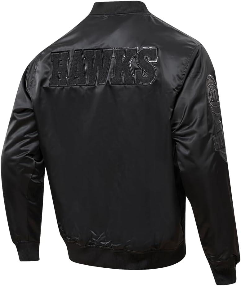 imagePro Standard Mens NBA Classic Triple Black Satin JacketTriple Black