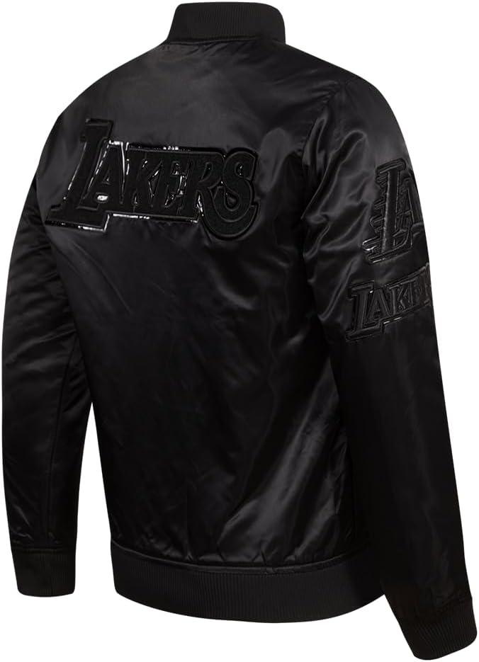 imagePro Standard Mens NBA Classic Triple Black Satin JacketTriple Black
