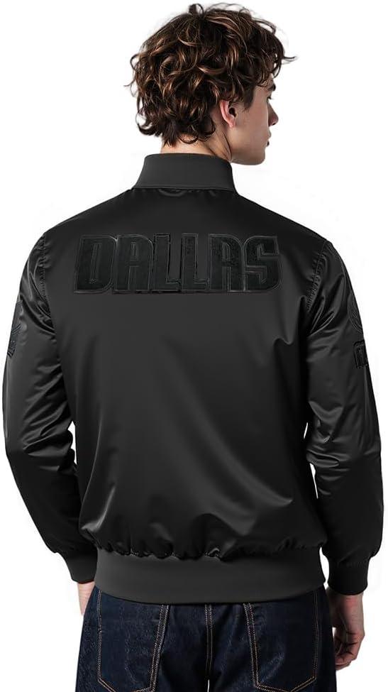 imagePro Standard Mens NBA Classic Triple Black Satin JacketTriple Black