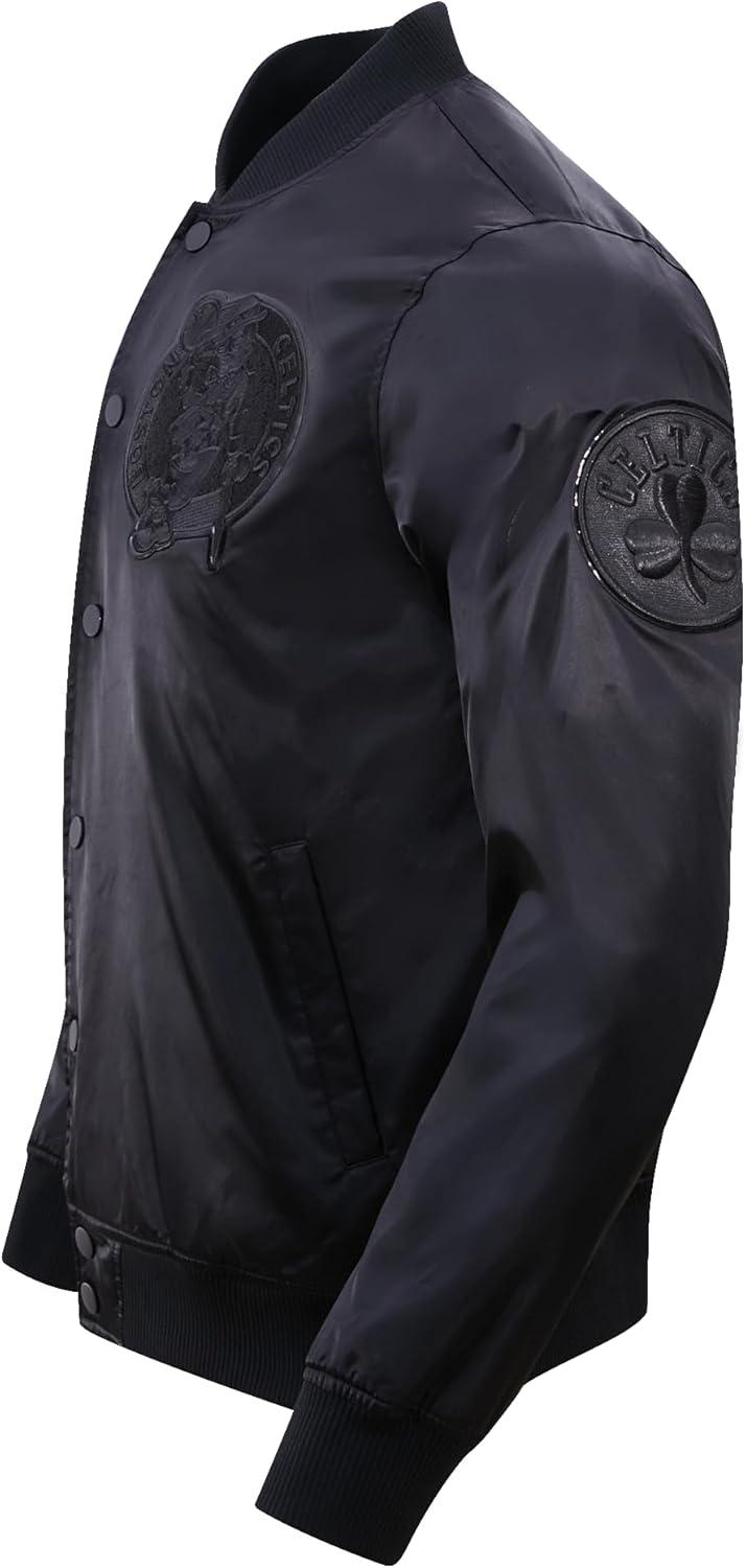imagePro Standard Mens NBA Classic Triple Black Satin JacketTriple Black