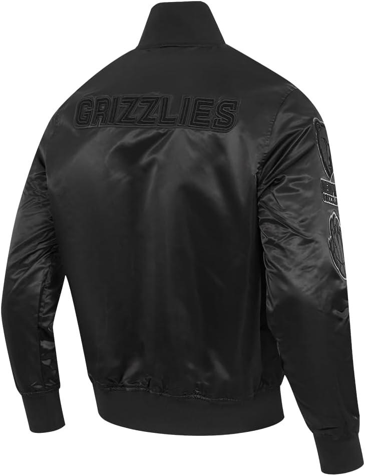 imagePro Standard Mens NBA Classic Triple Black Satin JacketTriple Black