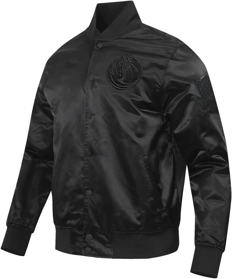 imagePro Standard Mens NBA Classic Triple Black Satin JacketTriple Black
