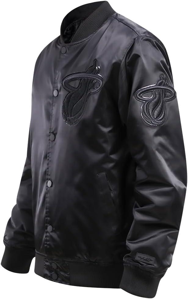 imagePro Standard Mens NBA Classic Triple Black Satin JacketTriple Black